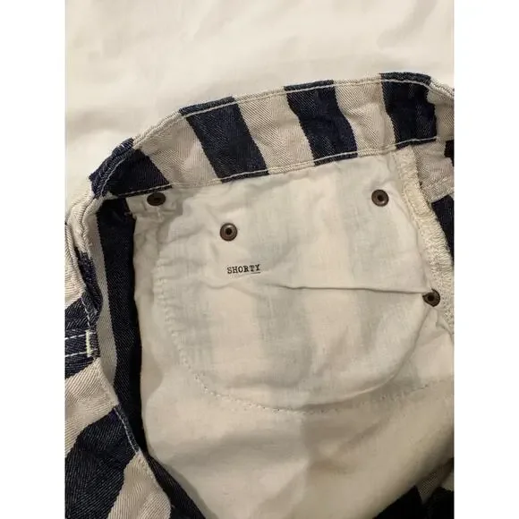 6397 Blue & White Striped Cropped Denim Pants Shorty Women's 28 Italian Nautical - Picture 11 of 15